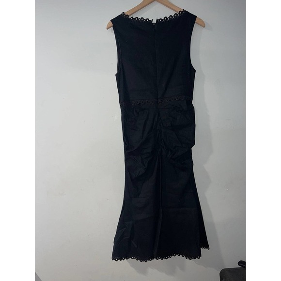 Nicole Miller v-neck linen blend black midi dress size 12 - Picture 4 of 9